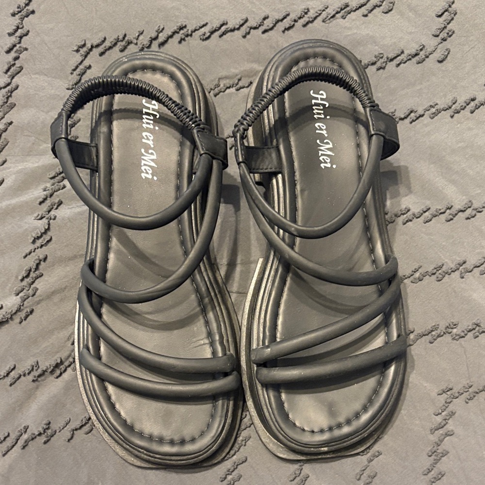 Altar'd State Black Strappy Sandals - Picture 2 of 3